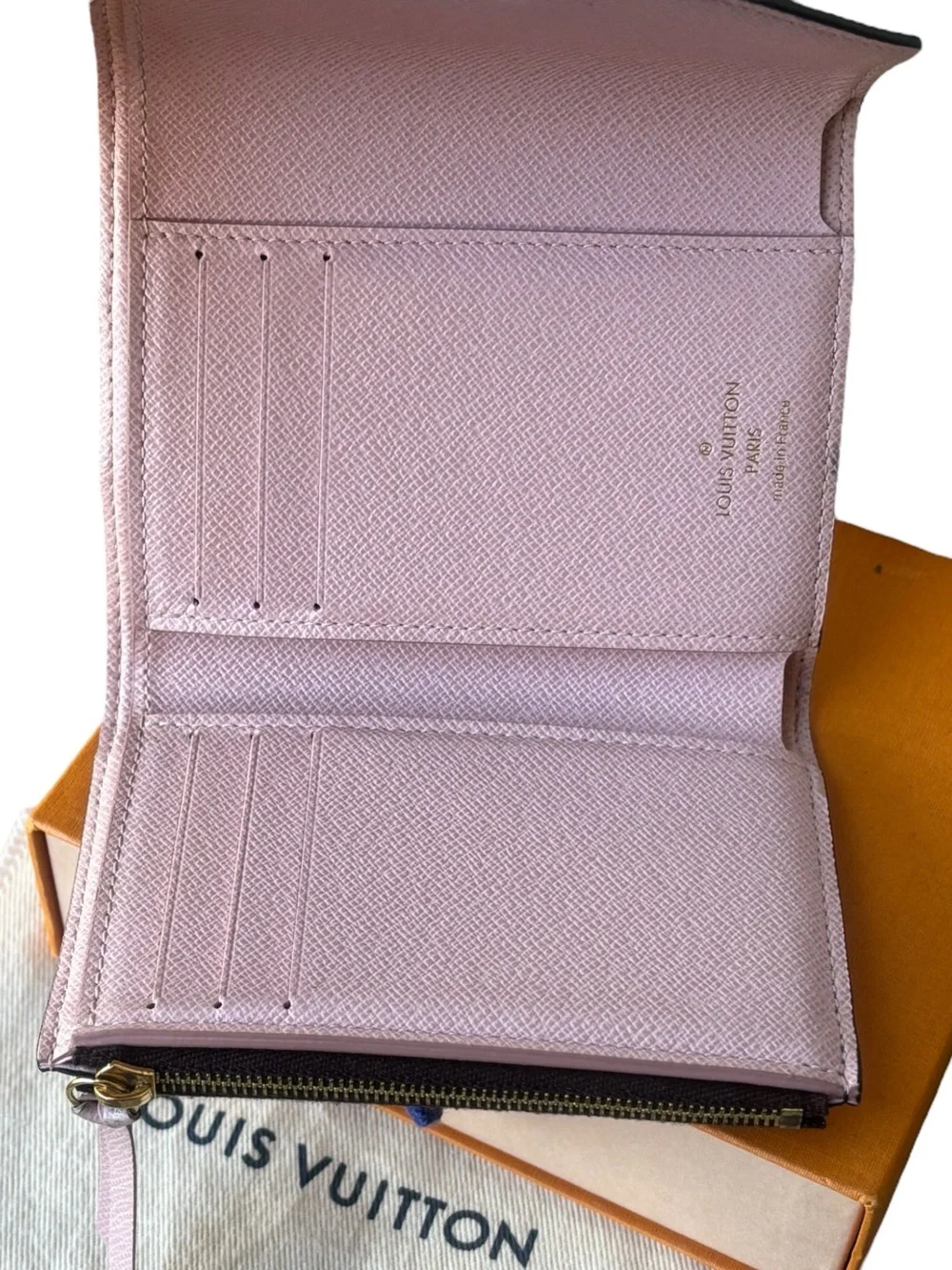 Louis Vuitton Victorine Monogram Rose Ballerine Wallet & Box